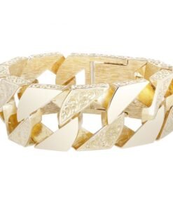 9ct Gold Solid Large Ornate Curb Bracelet - 28mm - 9.25" - Gents