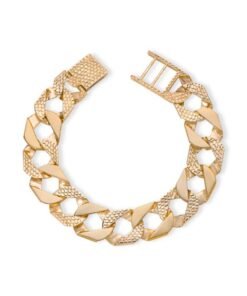 9ct Gold Solid Patterned Square Curb Bracelet - 15mm - 9" - Gents