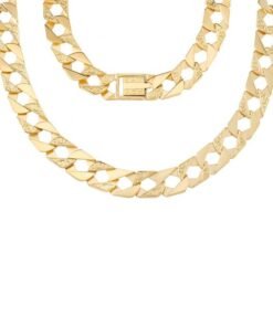 9ct Yellow Gold Solid Patterned Square Curb Chain - 14mm - 30"