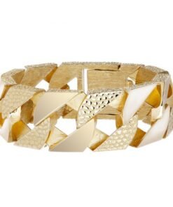 9ct Gold Heavyweight Textured Curb Bracelet - 28mm - 9" - Gents