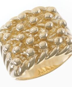 9ct Yellow Gold Solid 5 Row Heavy Classic Keeper Ring - Gents