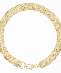 Solid 9ct Yellow Gold Ornate Mariner Bracelet -8.5mm -8.5" Gents