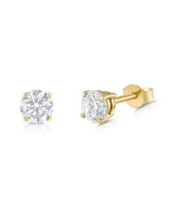 18ct Yellow Gold 0.25ct Diamond Claw Set Stud Earrings - 4mm