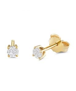 9ct Yellow Gold 0.25ct Diamond Claw Set Stud Earrings - 4mm