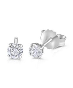 18ct White Gold 0.25ct Diamond Claw Set Stud Earrings - 3.5mm