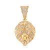9ct Yellow Gold Iced Out Cubic Zirconia 3D Lion's Head Pendant