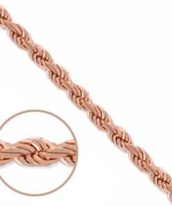 9ct Rose Gold Solid Italian Made Diamond Cut Rope Chain - 5mm