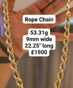 9ct Rose Gold Extra Large Rope Chain - 8mm - 28"