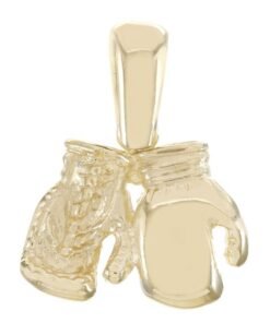 Solid 9ct Yellow Gold Double Boxing Gloves Pendant - 24mm