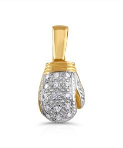 9ct Solid Yellow Gold Small Gem - Set Solid Boxing Glove Pendant