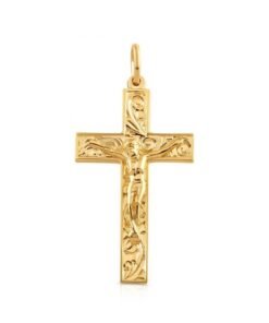 9ct Yellow Gold Ornate Solid Classic Crucifix Cross Pendant