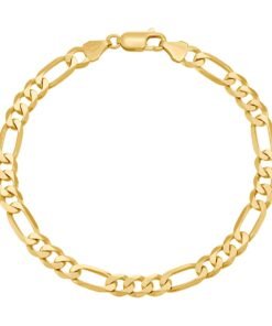 9ct Yellow Gold Solid Italian Figaro Bracelet- 6.5mm - 7" -Ladies