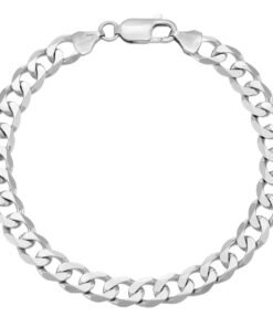 9ct White Gold Classic Italian Curb Bracelet - 8mm - 7" - Ladies