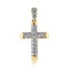 9ct Yellow Gold Round Tubed CZ Gem-set Cross Pendant - 18mm