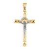 9ct Yellow & White Gold CZ Gem-set Crucifix Pendant - 24mm