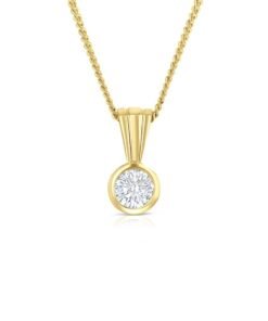 18ct Yellow Gold 0.15ct Rub-over Set Diamond Pendant - 4.5 mm
