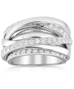 9ct White Gold 1.00ct Diamond Crossover Ring