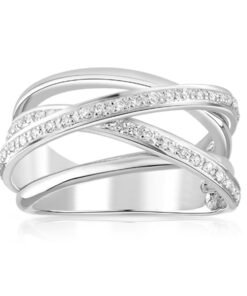 9ct White Gold 0.25ct Diamond Crossover Ring