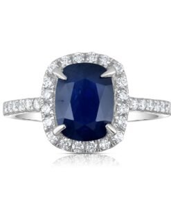 18ct White Gold 0.25ct Diamond & 1.75ct Sapphire Ring
