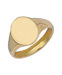 9ct Yellow Gold Solid Polished Oval Signet Ring - 14mm