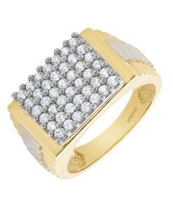 9ct Gold CZ Set Signet Ring with Rolex Sides - Gents