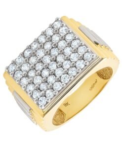 Heavyweight 9ct Gold CZ Set Signet Ring with Rolex Sides - Gents